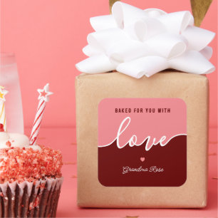Adesivo Quadrado Baking is Love made Edible Script Square Sticker