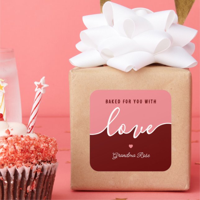 Adesivo Quadrado Baking is Love made Edible Script Square Sticker (Festa)