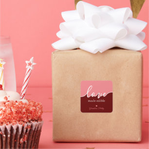 Adesivo Quadrado Baking is Love made Edible Script Square Sticker