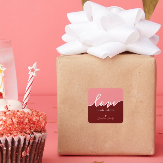Adesivo Quadrado Baking is Love made Edible Script Square Sticker (Festa)