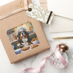 Adesivo Quadrado Baking no Natal da Montanha Bernese