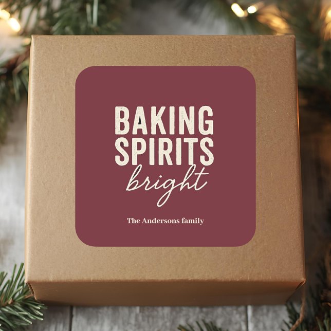 Adesivo Quadrado Baking Spirits Bright Burgundy Holiday (Criador carregado)