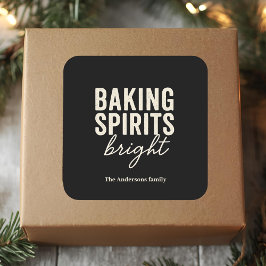 Adesivo Quadrado Baking Spirits Bright | Moderno Natal Preto