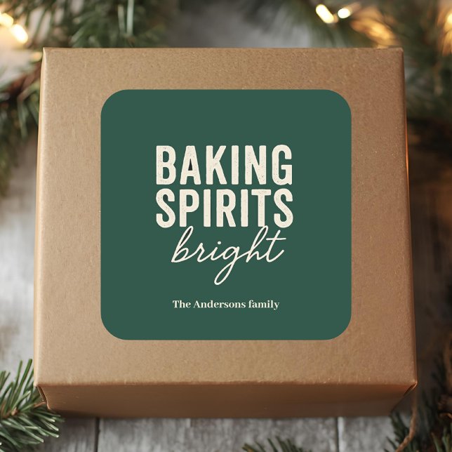Adesivo Quadrado “Baking Spirits Bright” Natal (Criador carregado)