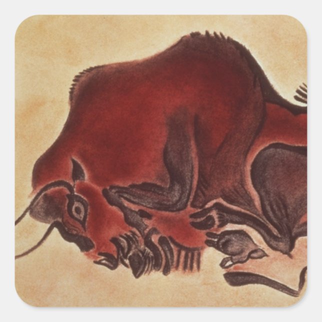 Adesivo Quadrado Balance a pintura de um bisonte, Magdalenian (Frente)