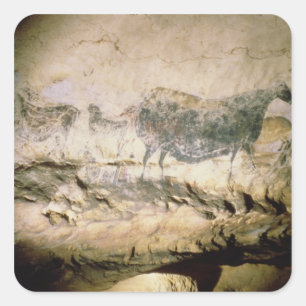 Adesivo Quadrado Balance a pintura de uma vaca preta, c.17000 BC