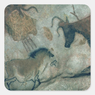 Adesivo Quadrado Balance a pintura que mostra um cavalo e uma vaca,