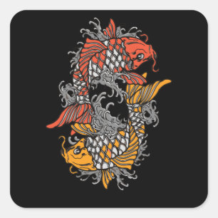 Adesivo Quadrado Balancing Koi