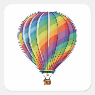 Adesivo Quadrado Balão de Ar Quente Arco-Íris Colorido