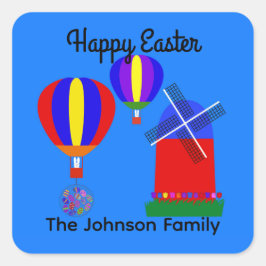 Adesivo Quadrado Balão de Ar Quente Bunny #1