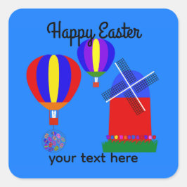 Adesivo Quadrado Balão de Ar Quente Bunny #1-2