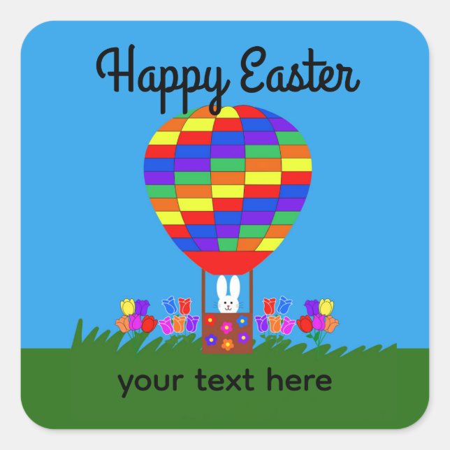 Adesivo Quadrado Balão de Ar Quente Bunny #3-2 (Frente)