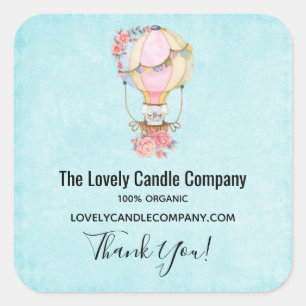 Adesivo Quadrado Balão de Ar Quente Cujo Curso tem Aquarela Comerci