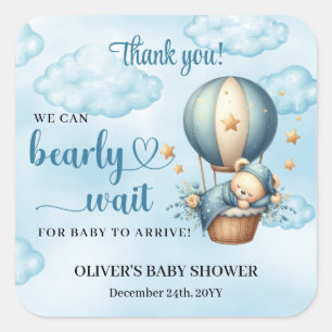 Adesivo Quadrado Balão de ar quente marfim azul marfim-marrom-escur