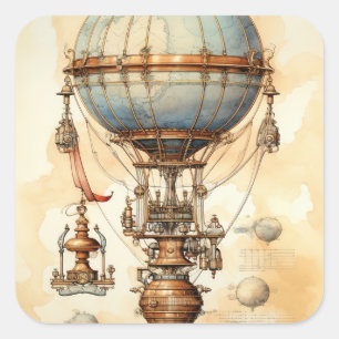 Adesivo Quadrado Balão de Ar Quente Steampunk (3)