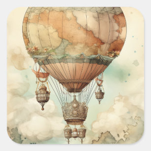 Adesivo Quadrado Balão de Ar Quente Steampunk (5)