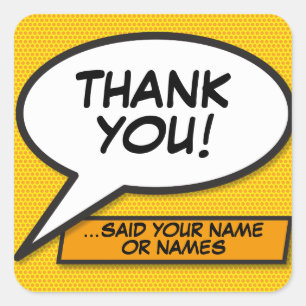 Adesivo Quadrado Balão de Fala de Arte Pop de Quadrinhos Personaliz