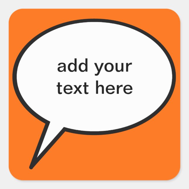 Adesivo Quadrado balão de fala de desenho personalizável (Frente)