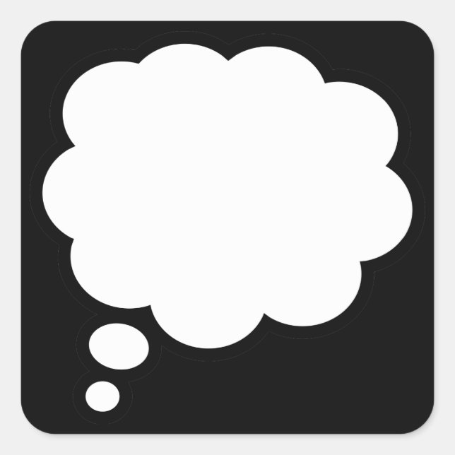 Adesivo Quadrado Balão de Mensagens Pensadas em Quadrinhos de vazio (Frente)