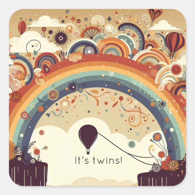 Adesivo Quadrado Balão flutuando no Horizonte (Frente)