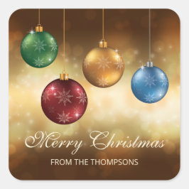 Adesivo Quadrado Balas de Natal Coloridas com Texto Personalizado