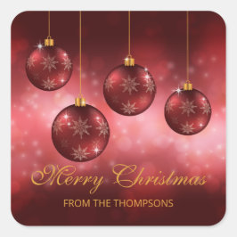 Adesivo Quadrado Balas de Natal Festivas Vermelhas com Texto Person