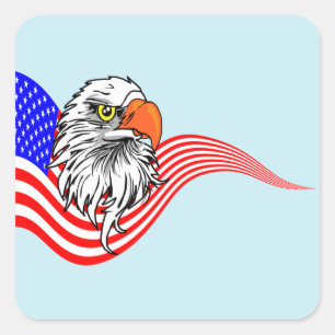Adesivo Quadrado Bald Eagle American Flag Patriotic Art