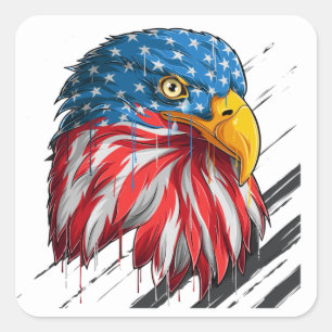 Adesivo Quadrado Bald Eagle Bird USA Flag Crying Symbol 