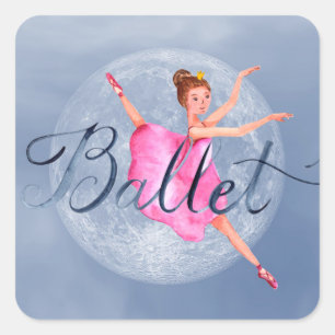 Adesivo Quadrado Balé Ballerina Bonito de Fantasia de Lua Cheia