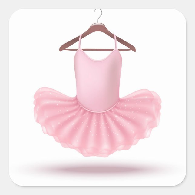 Adesivo Quadrado Balé Ballerina Tutu Rosa Menina Elegante Bonito (Frente)