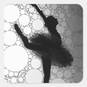 Adesivo Quadrado Balé Black White Dancing Ballerina