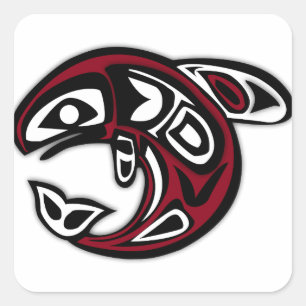 Adesivo Quadrado Baleia Assassina da Costa Noroeste do Pacífico Hai