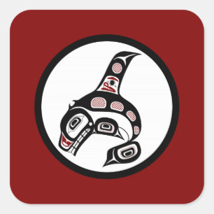 Adesivo Quadrado Baleia de assassino noroeste da arte do Haida da