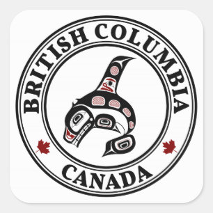 Adesivo Quadrado Baleia de assassino noroeste da arte do Haida da