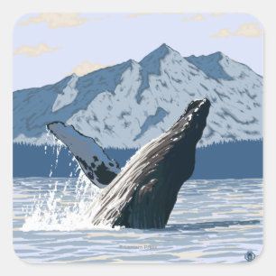 Adesivo Quadrado Baleia de Humpback - Seward, Alaska