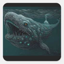 Adesivo Quadrado Baleia espacial