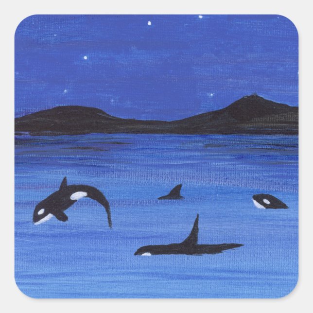 Adesivo Quadrado Baleias Assassinas (Frente)