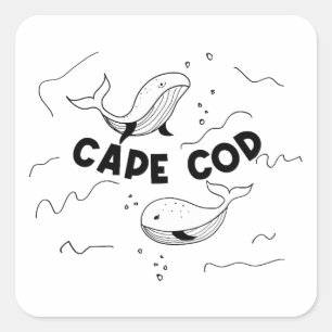Adesivo Quadrado Baleias de Cape Cod Massachusetts