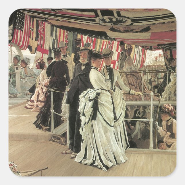 Adesivo Quadrado Ball on Shipboard por James Tissot, Arte Vitoriana (Frente)