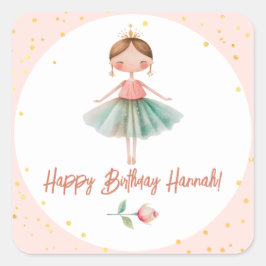 Adesivo Quadrado Ballerina Balé rosa Aniversário