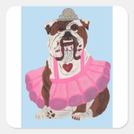 Adesivo Quadrado Ballerina Bulldog