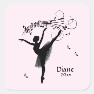 Adesivo Quadrado Ballerina Dançando com Música Personalizada