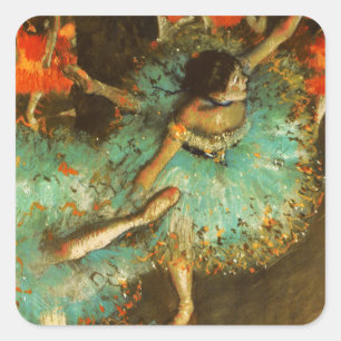Adesivo Quadrado Ballerina Dance Green Dancer Edger Degas Painting