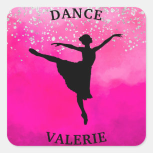 Adesivo Quadrado Ballerina Dance Pink Ombre Sparkle