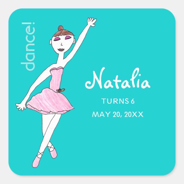 Adesivo Quadrado Ballerina Dance Stickers (Frente)