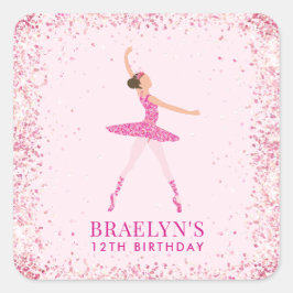 Adesivo Quadrado Ballerina Glitter Confetti Aniversário Design