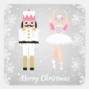Adesivo Quadrado Ballerina & Nutcracker, flocos de neve Natal