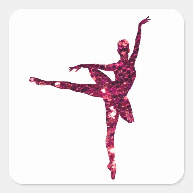Adesivo Quadrado Ballerina Rosa Sparkly (Frente)