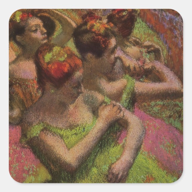 Adesivo Quadrado Ballerinas Adjusting Their Dresses (Edgar Degas) (Frente)