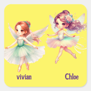 Adesivo Quadrado Ballerinas com asas e tutu